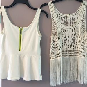 2 small white tank shirts